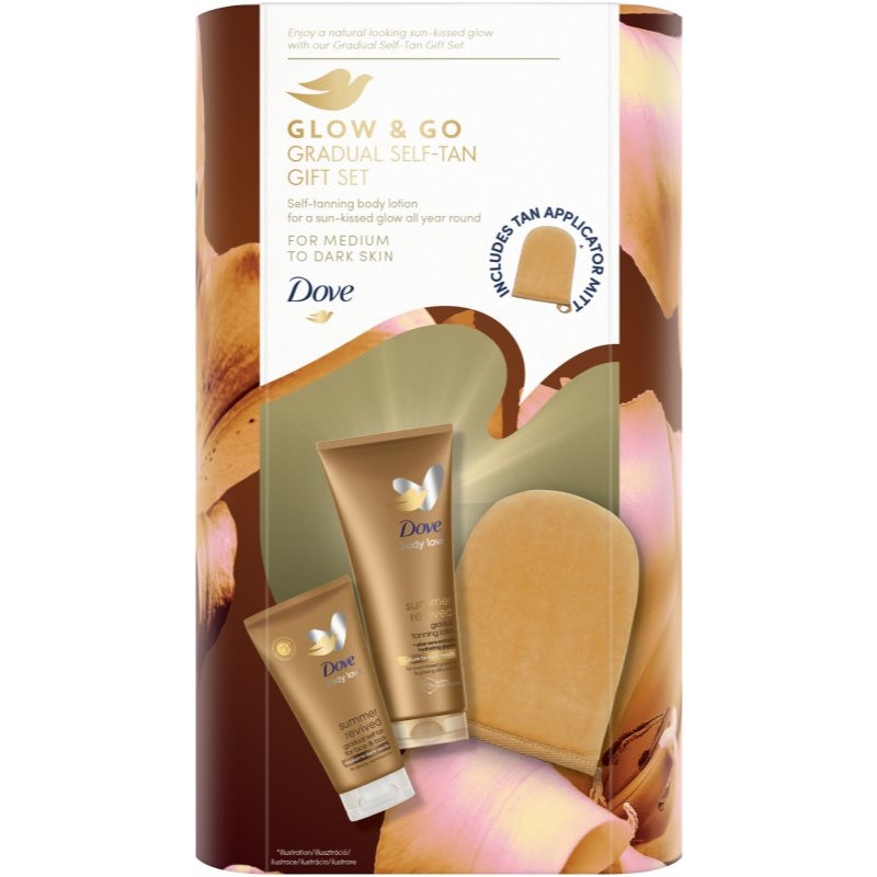 Dove Glow & Go Gradual Self-Tan Gift Set sada pro dokonalé opálení pro ženy