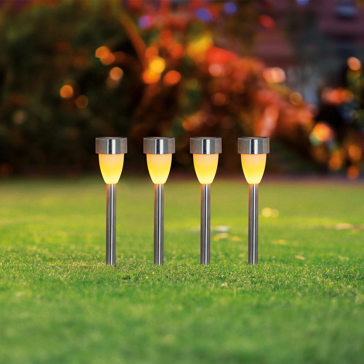 Haushalt international Solární lampa s efektem plamene, 4 ks