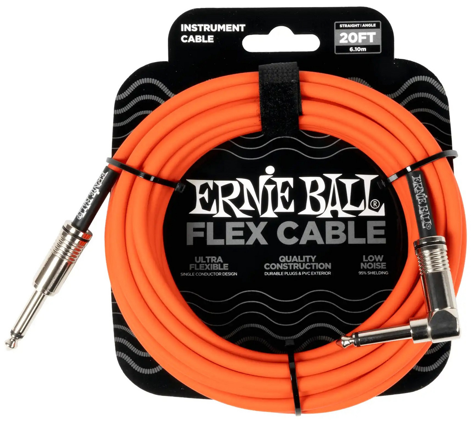Ernie Ball Flex Instrument Cable Straight/Angle 20ft Orange