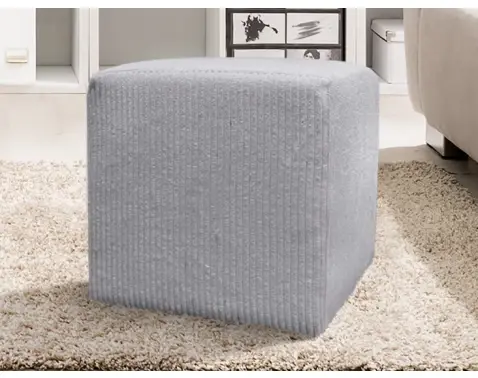 Taburet Bali, 40x40 cm, světle šedá strukturovaná látka