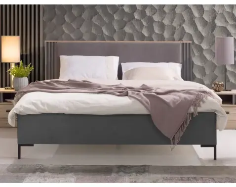 Postel s úložným prostorem Almo 160x200 cm, dub estana/antracit