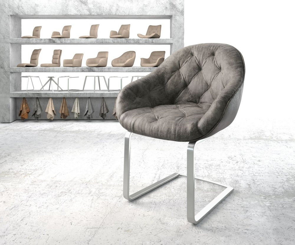 Jídelní židle Gaio-Flex šedá vintage konzolová podnož z nerezové oceli