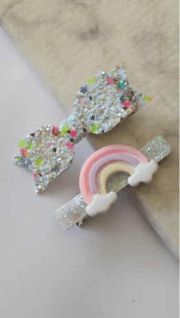 Sponky do vlasů 2 ks WHITE RAINBOW