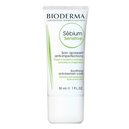 Hydratační zklidňující krém pro pleť vysušenou a podrážděnou léčbou akné Sébium Sensitive (Soothing Anti-Blemish Care) Bioderma