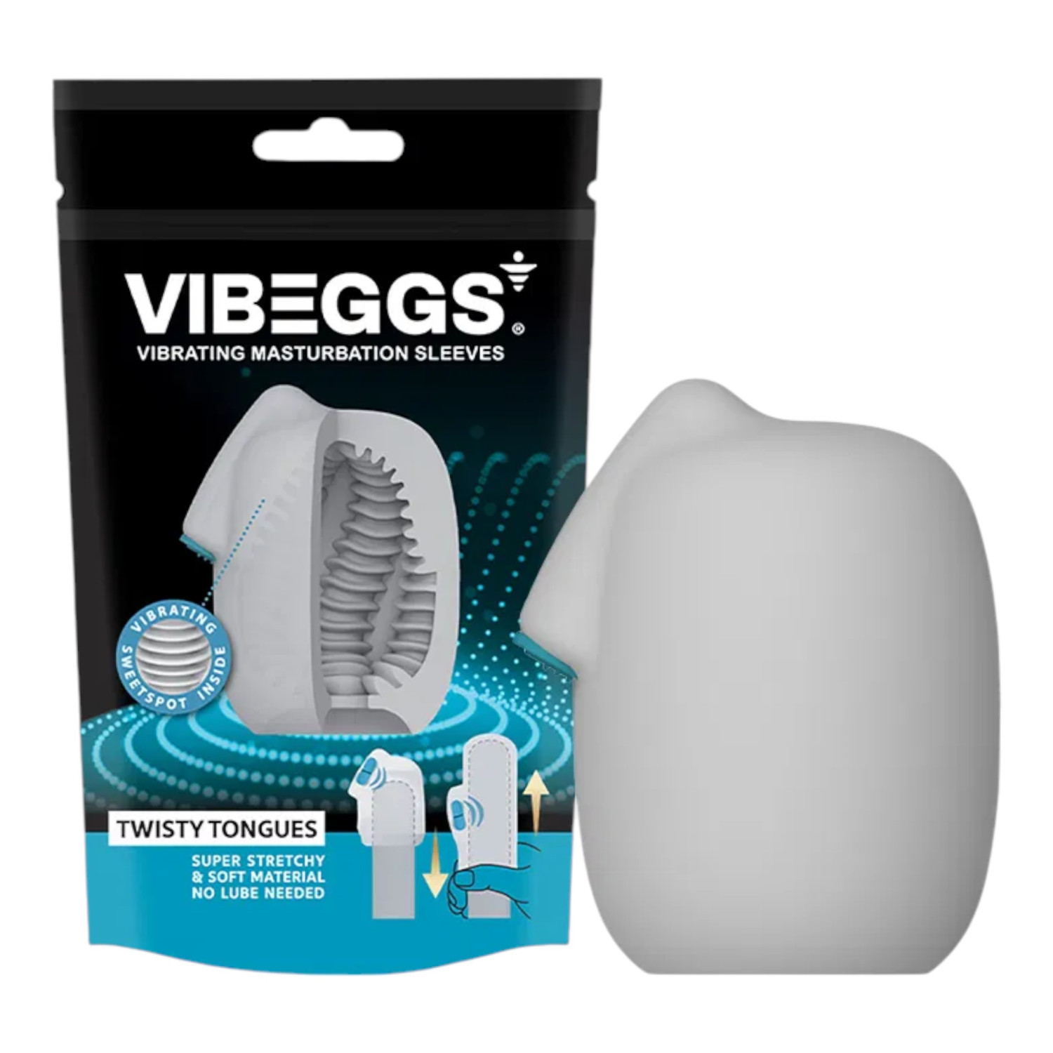 VIBEGGS Twisty Tongues - vibrační vejce masturbátor (bílá)