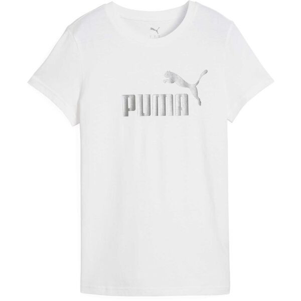 Puma ESSENTIALS METALLIC NO.1 LOGO TEE Dámské triko, bílá, velikost