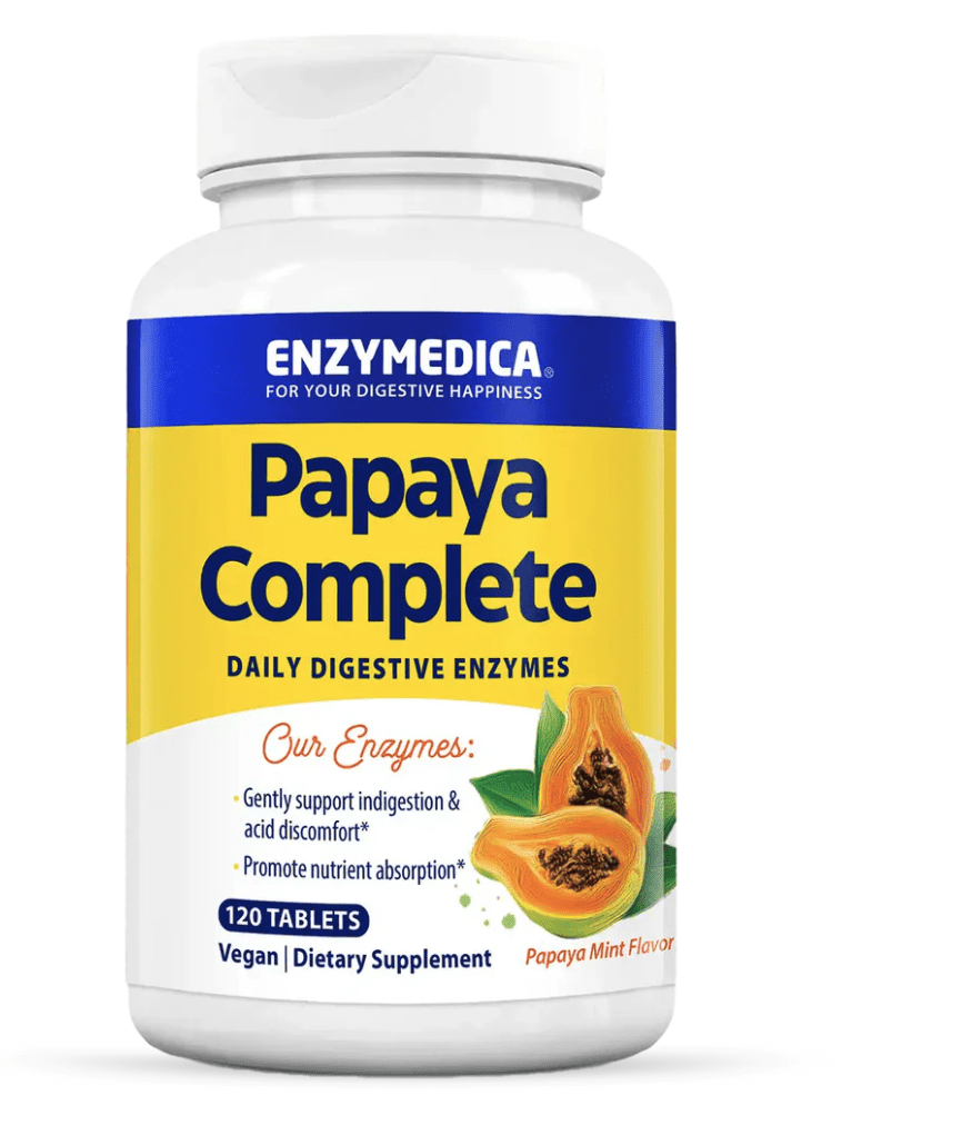 Enzymedica Papaya Complete, Trávící enzymy, papája s mátou, 120 tablet