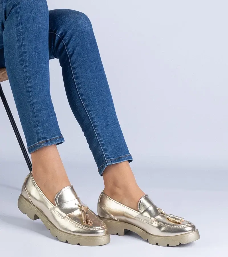 marka niezdefiniowana Gold classic oxford shoes with tassels Esitta