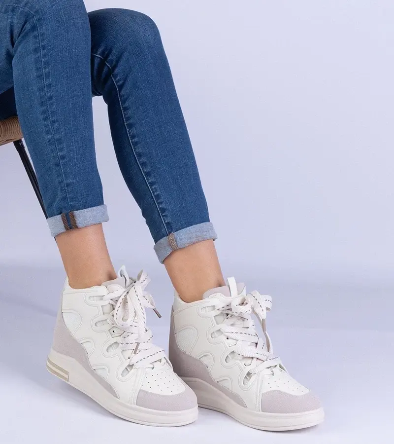 marka niezdefiniowana White women's sneakers with thick laces Gralina