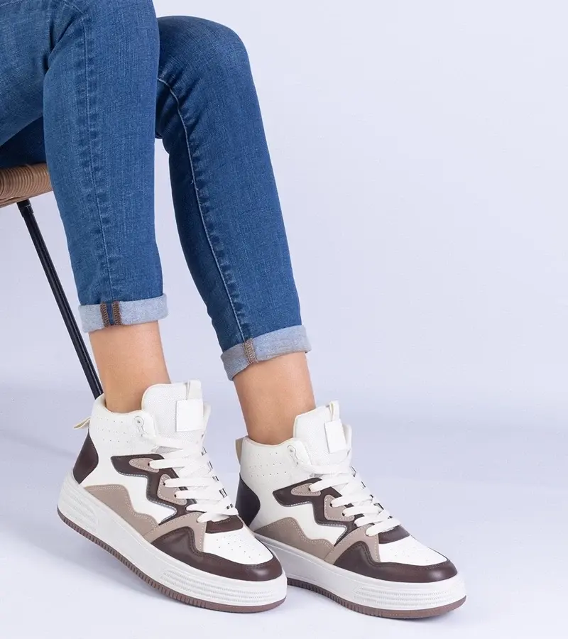 marka niezdefiniowana Brown women's sports sneakers Shadolina