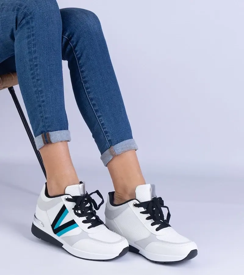 marka niezdefiniowana White women's sneakers with hidden wedge Ninella