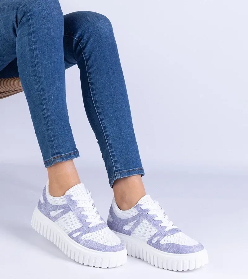 marka niezdefiniowana Purple perforated sneakers on a thick sole Lusinda