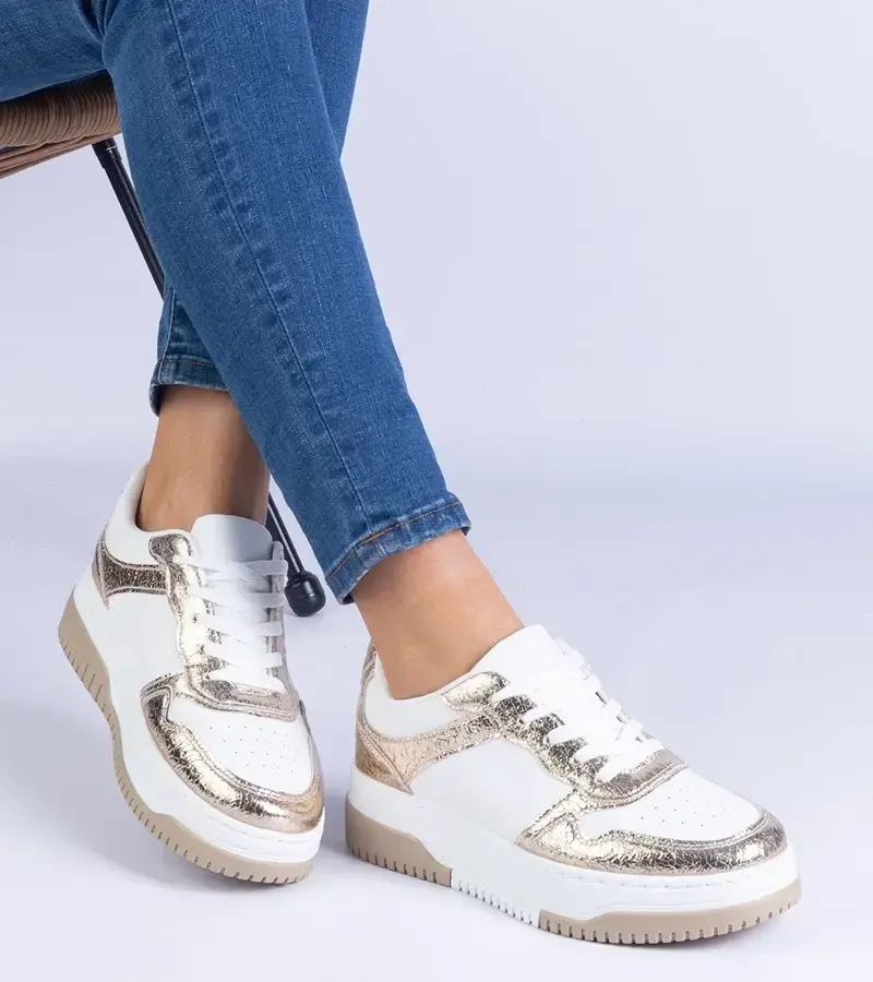 marka niezdefiniowana Gold sneakers with a thick sole Undina