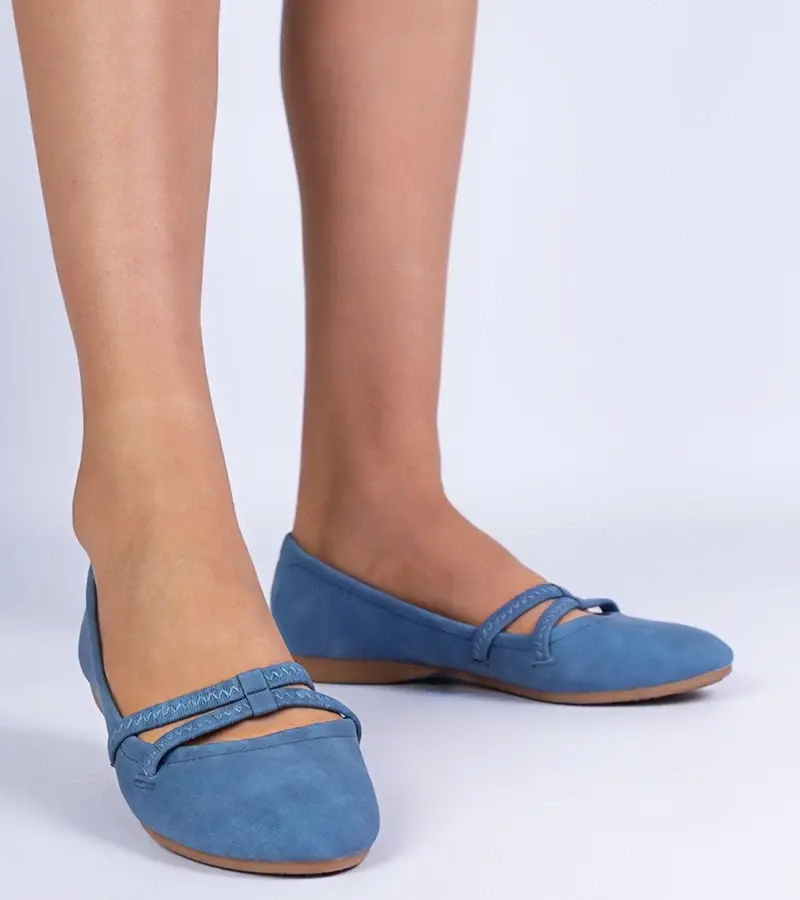 marka niezdefiniowana Blue women's ballerinas made of matte eco-leather Baronna