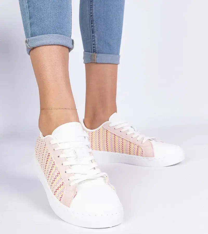 marka niezdefiniowana Pink women's fabric sneakers Bellisio