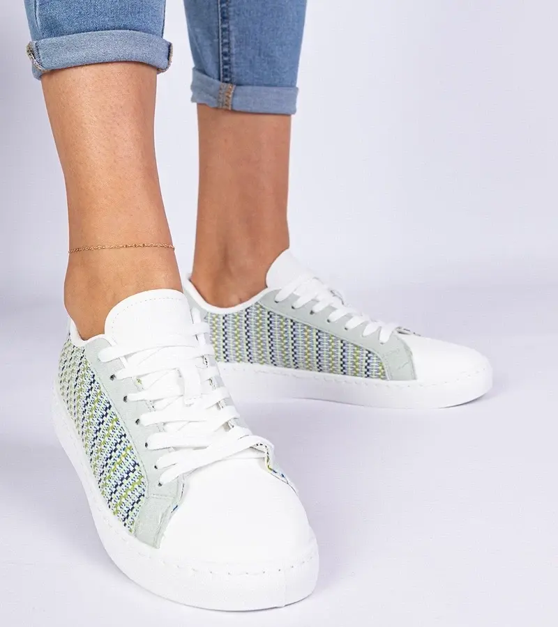 marka niezdefiniowana Green women's fabric sneakers Bellisio