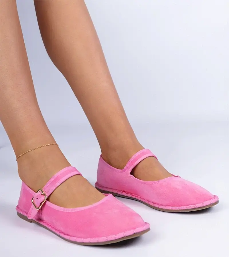 marka niezdefiniowana Pink women's ballerinas with a strap Meremi