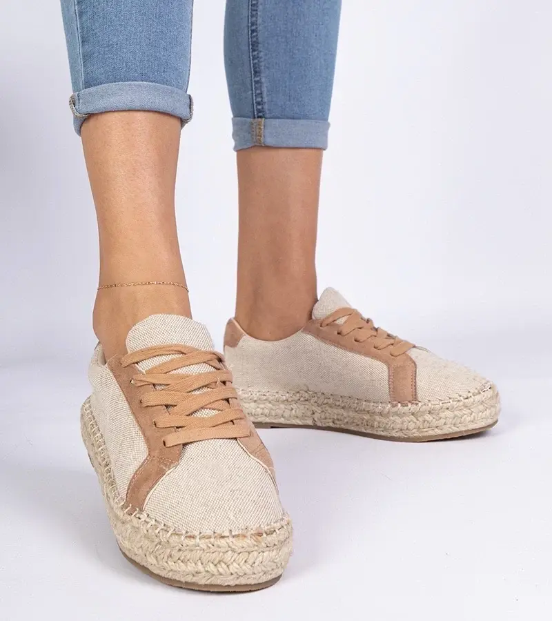 marka niezdefiniowana Brown women's espadrilles with laces Malsi