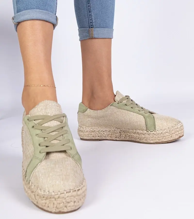 marka niezdefiniowana Green women's espadrilles with laces Malsi