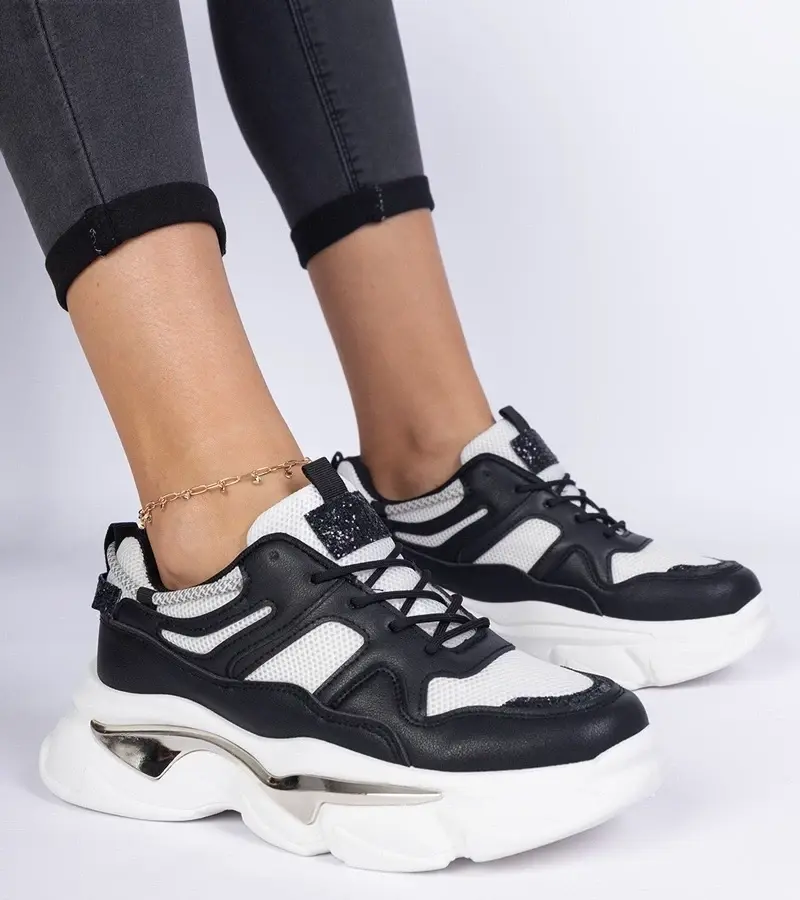 marka niezdefiniowana Black women's sneakers, sports shoes Prutto