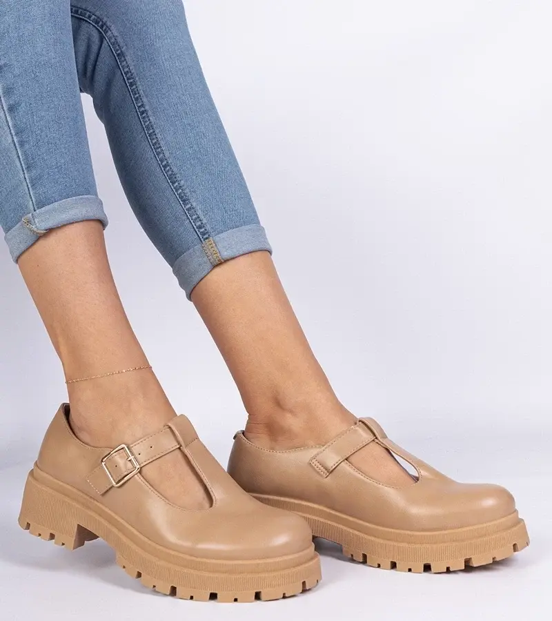 marka niezdefiniowana Brown platform shoes made of eco-leather Belever