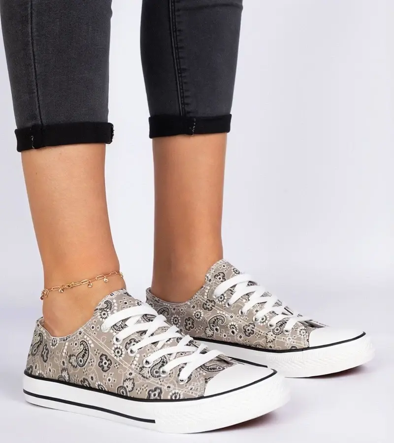 marka niezdefiniowana Brown women's canvas sneakers in Aztec style Kalusa