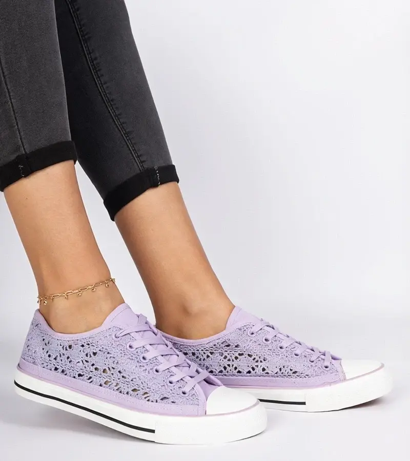 marka niezdefiniowana Purple women's perforated sneakers Saha