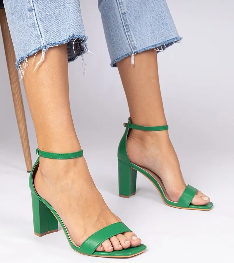 marka niezdefiniowana Green block heel sandals Kasedi