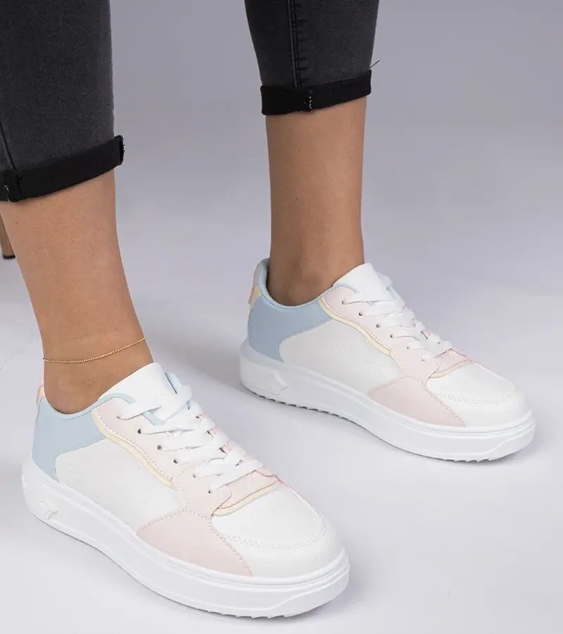 marka niezdefiniowana White-pink sporty sneakers in eco-leather Lavilia