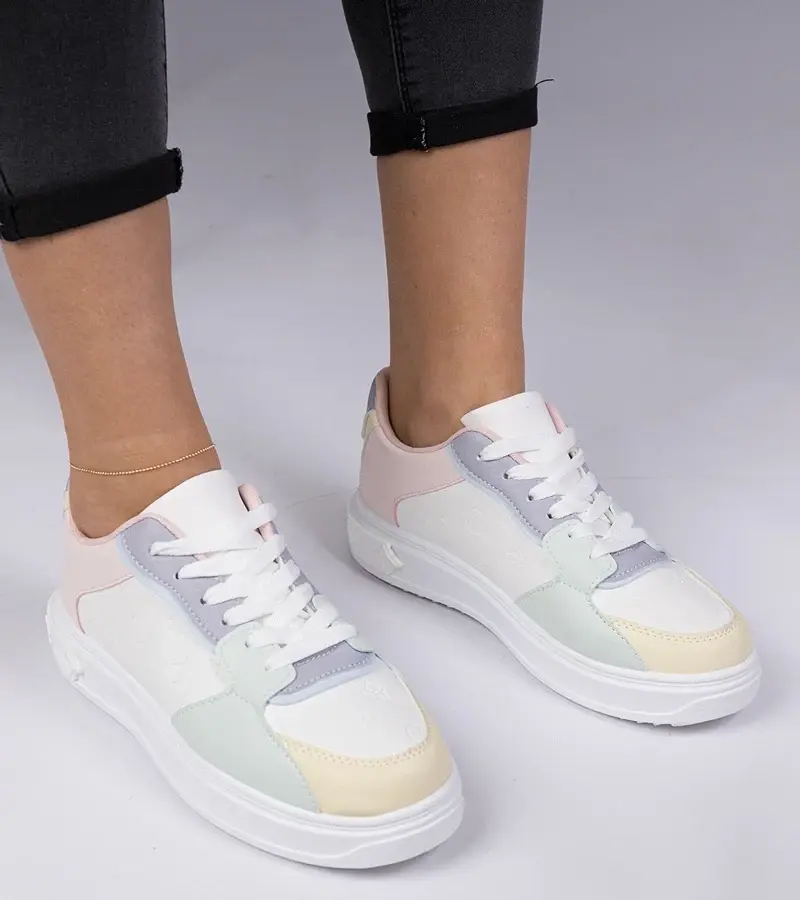 marka niezdefiniowana White-blue sporty sneakers in eco-leather Lavilia