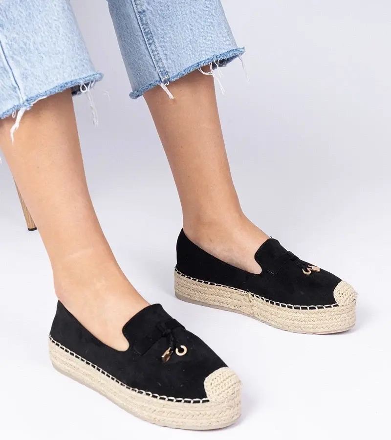 marka niezdefiniowana Black thick-soled espadrilles Elviola