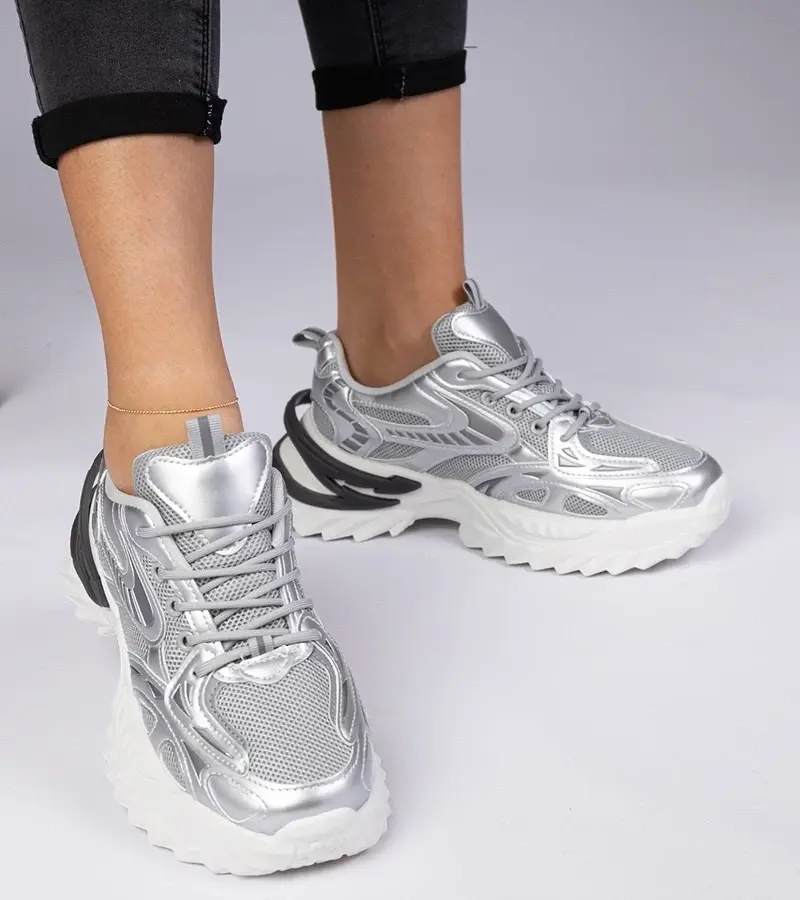 marka niezdefiniowana Silver sporty sneakers on a chunky sole Lirata