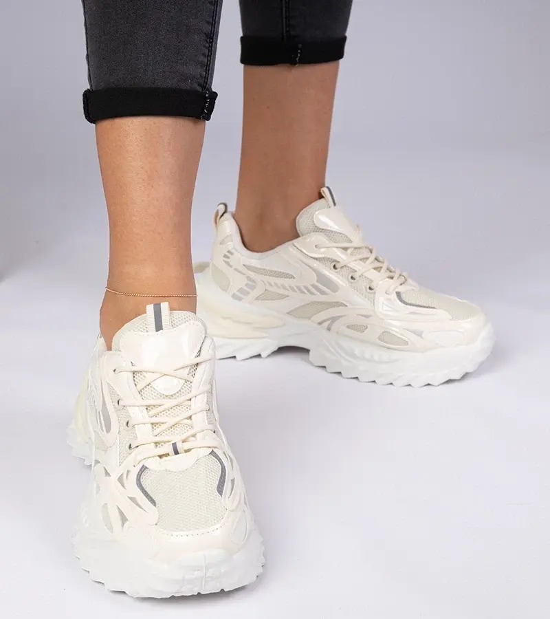 marka niezdefiniowana Beige sporty sneakers on a chunky sole Lirata