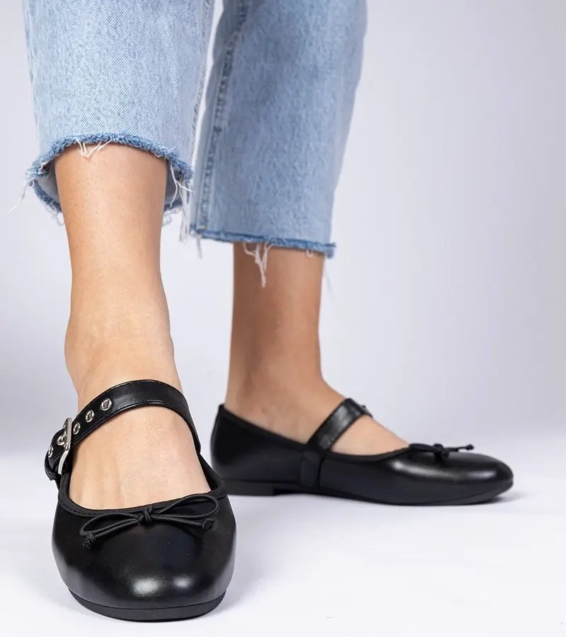 marka niezdefiniowana Black women's ballet flats with bow Mansy
