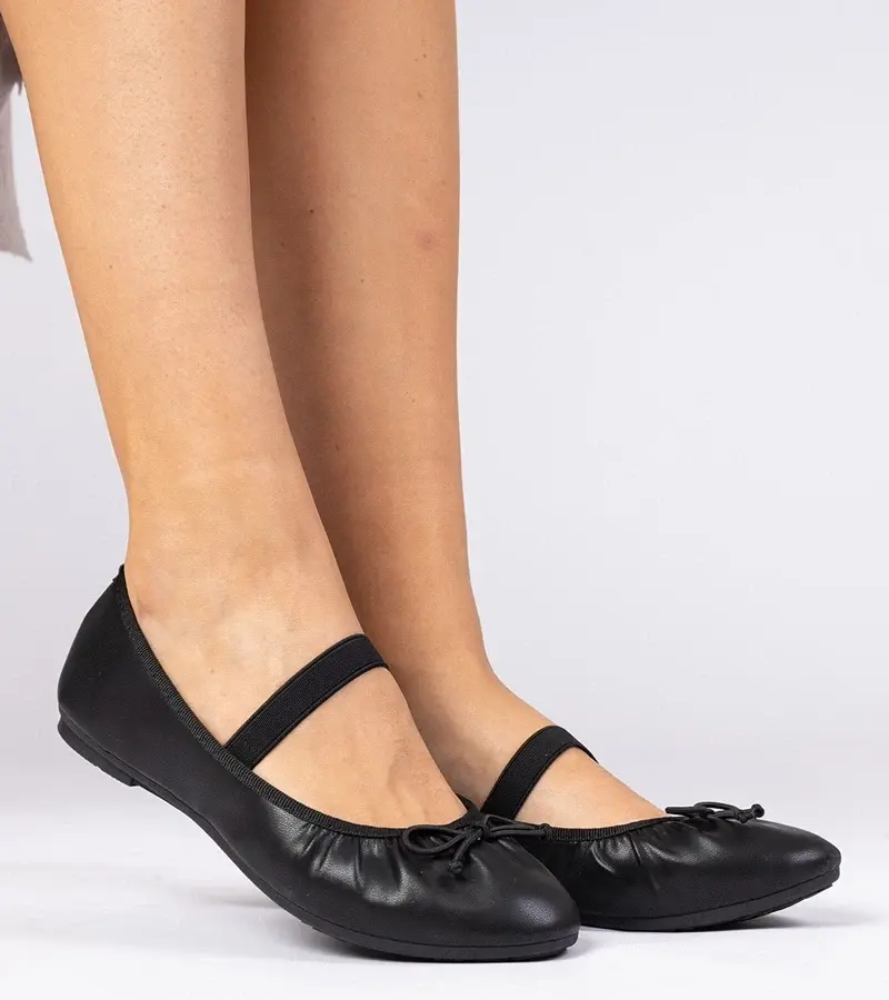 marka niezdefiniowana Black women's ballet flats with bow Lerona
