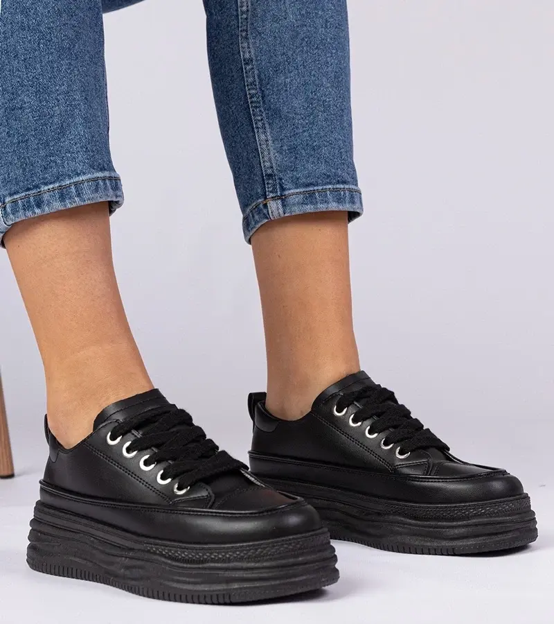 marka niezdefiniowana Black women's high-soled sneakers Selina