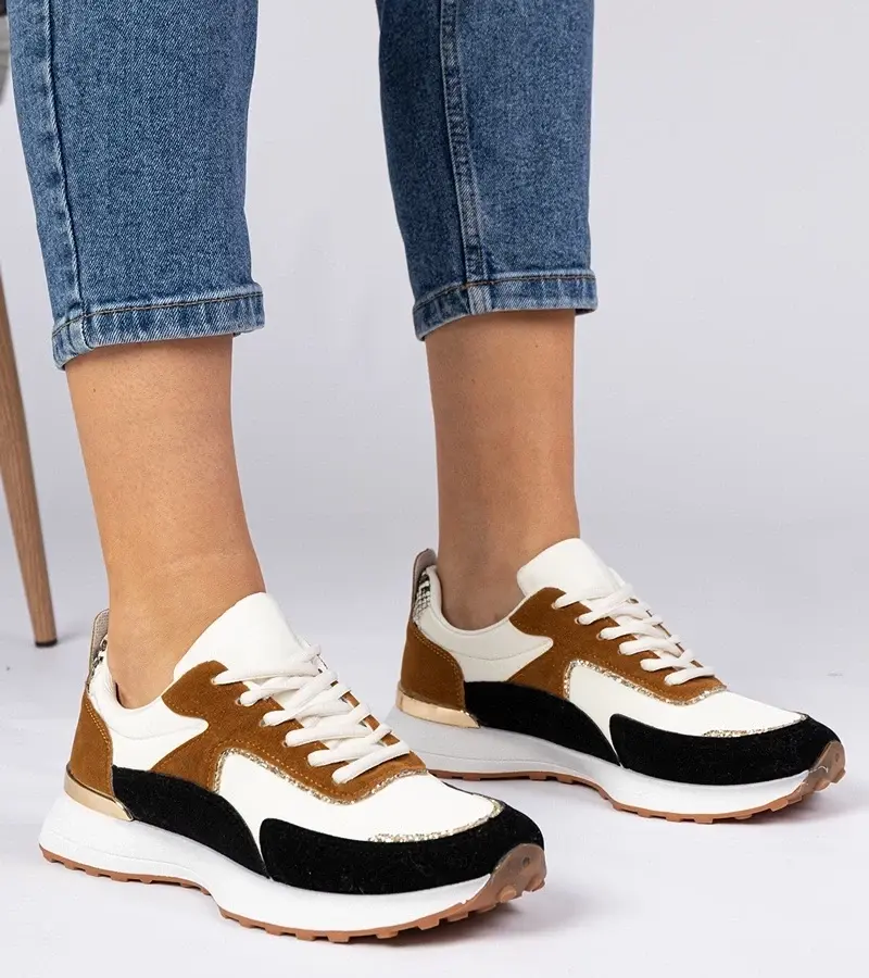 marka niezdefiniowana White-black women's sneakers with glitter Elizar
