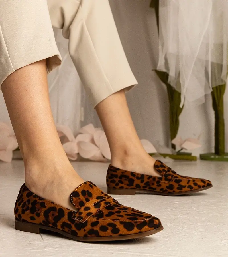 marka niezdefiniowana Leopard print classic women's moccasins Nageri