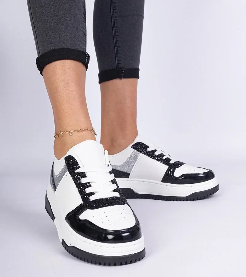 marka niezdefiniowana Black women's sneakers with a thick sole Dolla