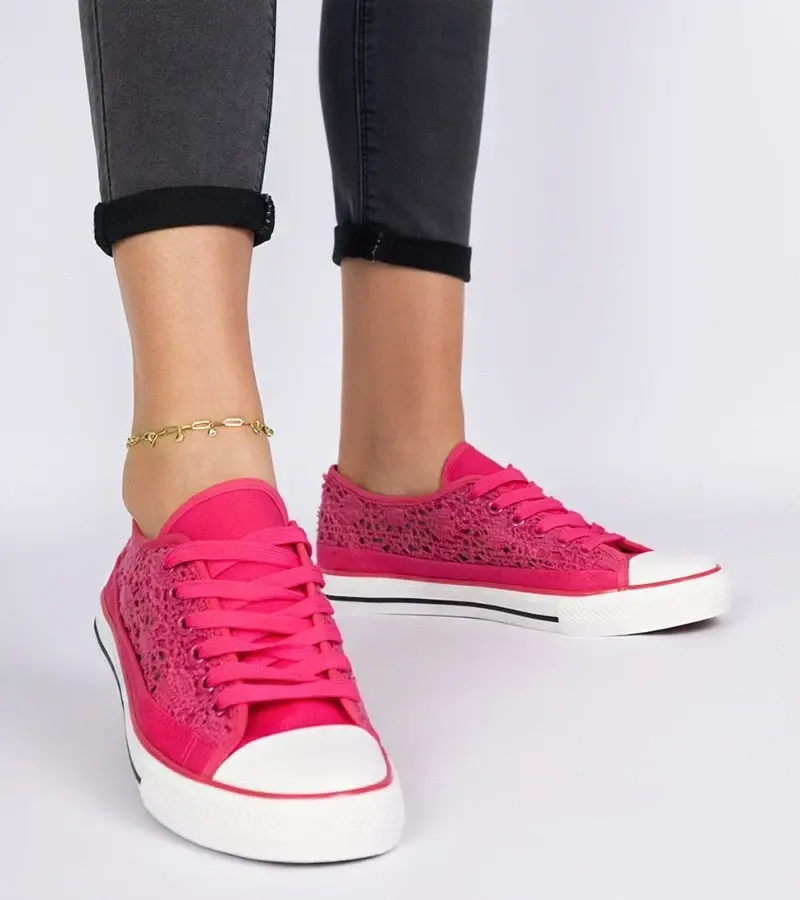 marka niezdefiniowana Pink women's perforated sneakers Saha