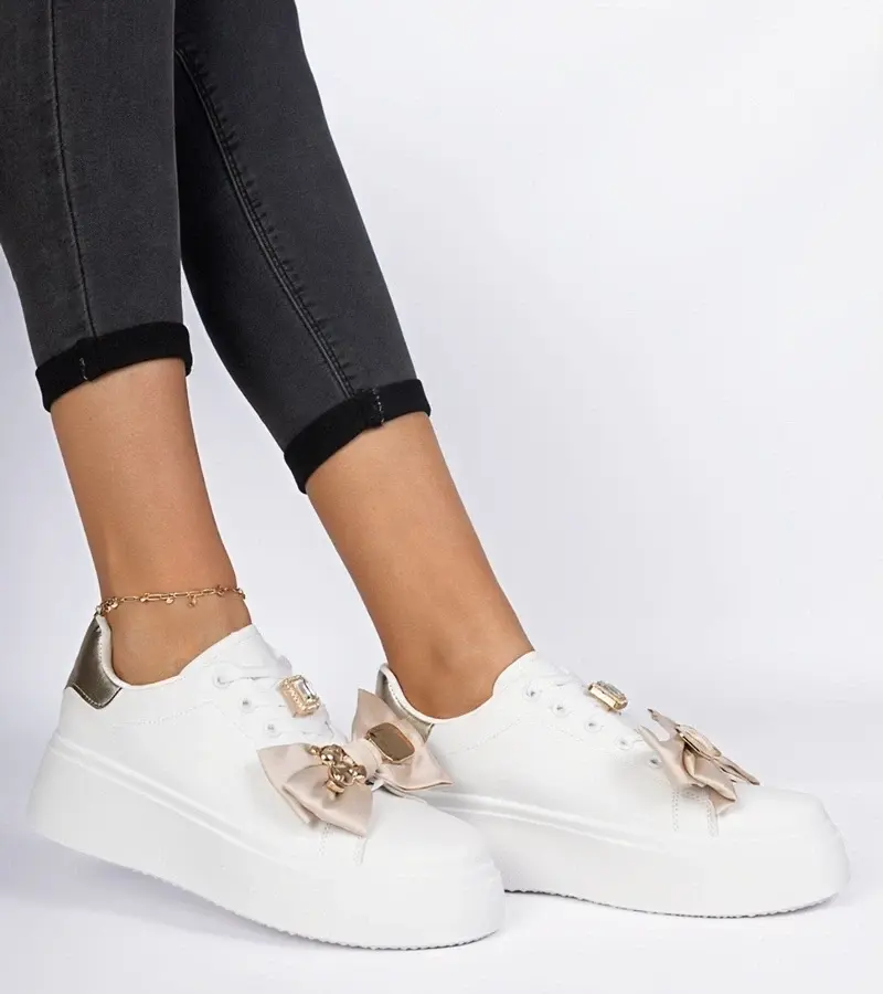 marka niezdefiniowana White-and-gold women's sneakers Milonel