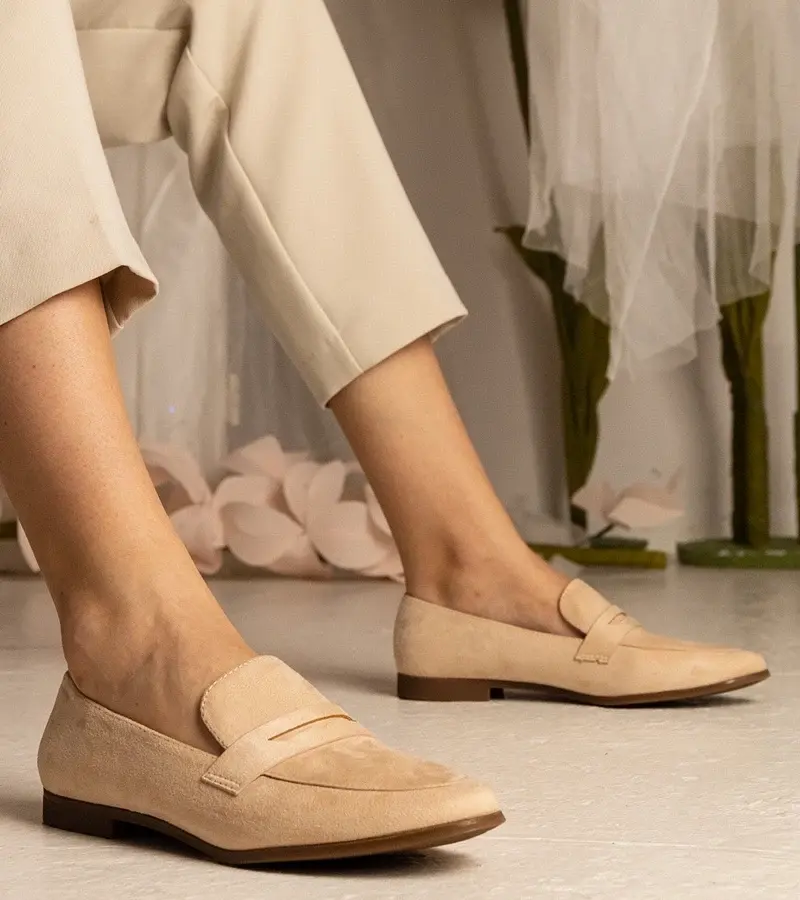 marka niezdefiniowana Beige classic women's moccasins Nageri