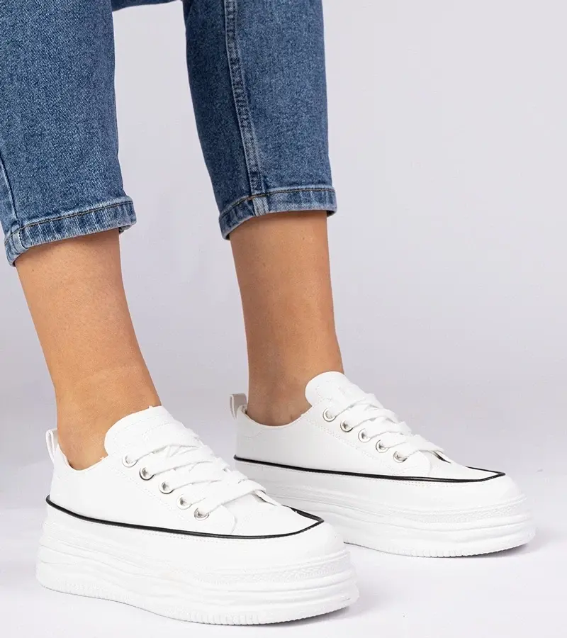 marka niezdefiniowana White women's high-soled sneakers Selina