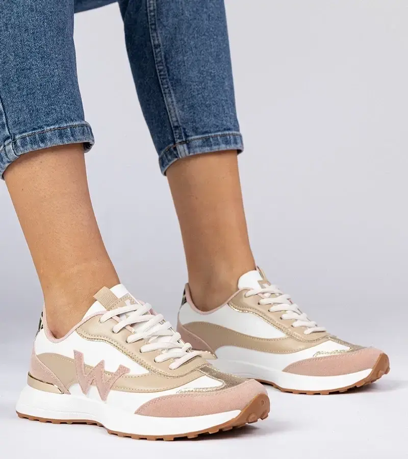 marka niezdefiniowana White-pink women's sneakers with animal print Kalasa