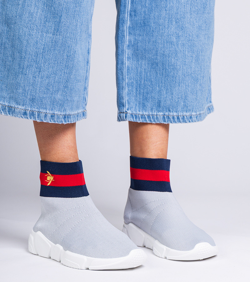 marka niezdefiniowana Gray sporty sneakers with a sock-like upper Pikola