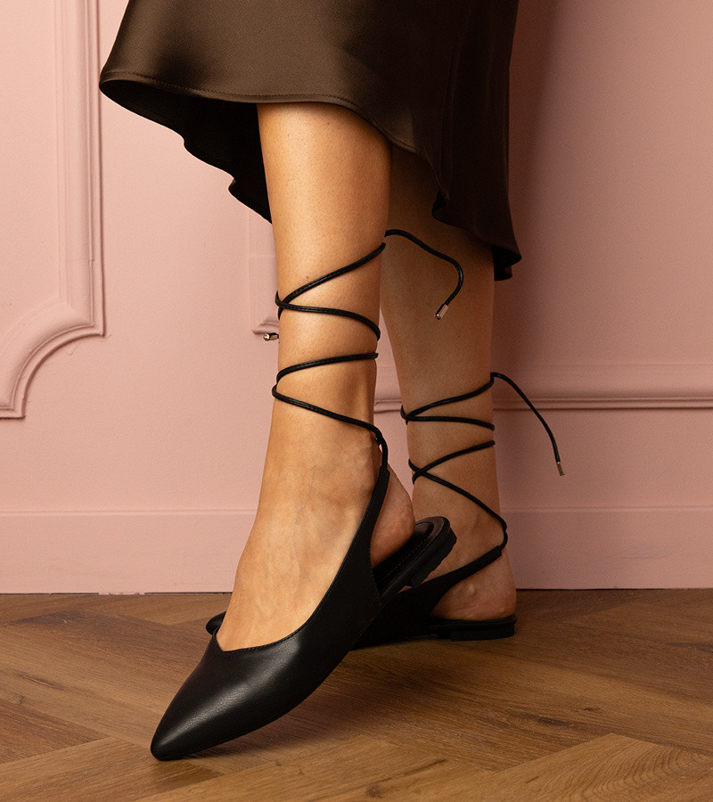 marka niezdefiniowana Black flat pumps made of eco-leather Terry