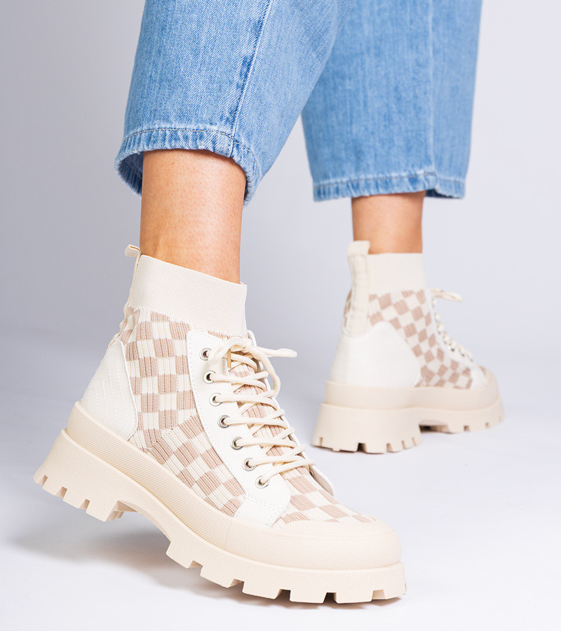 marka niezdefiniowana Beige platform sneaker boots Sarida