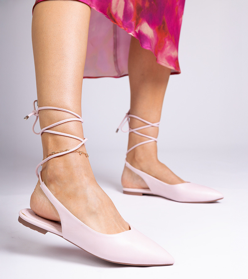 marka niezdefiniowana Pink flat pumps made of eco-leather Terry