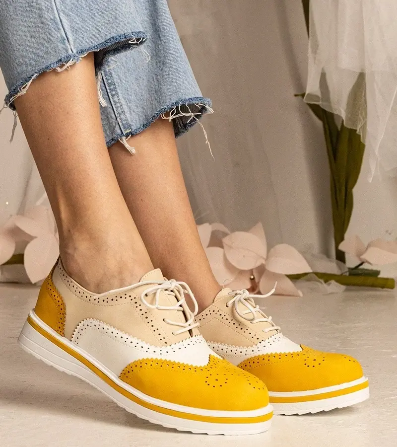 marka niezdefiniowana Yellow classic Oxford shoes Toddi