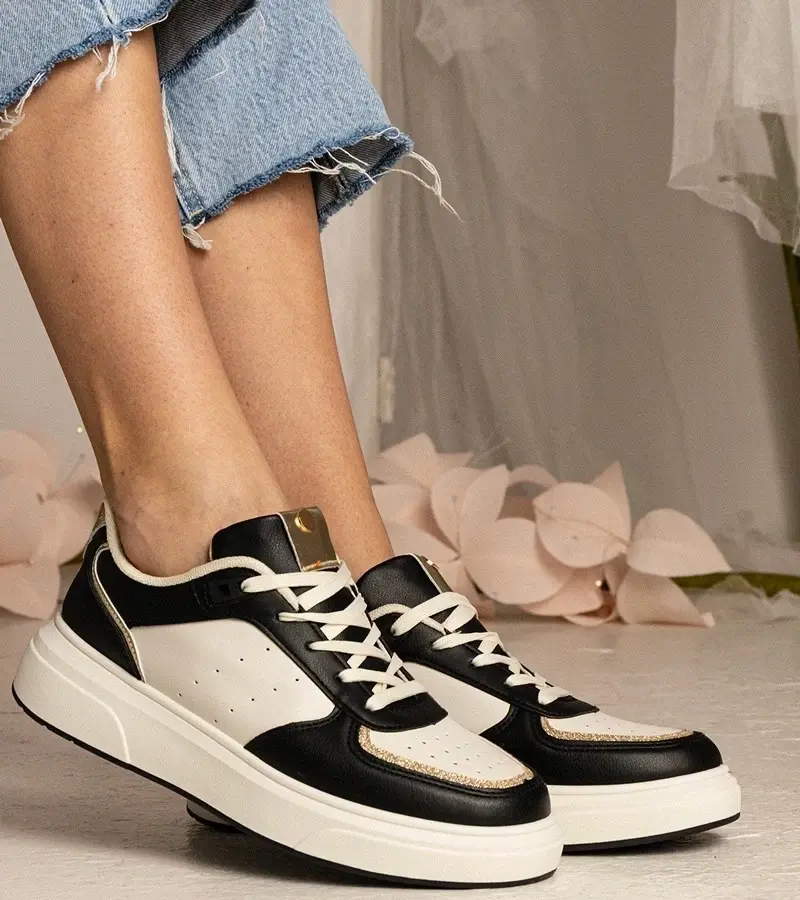 marka niezdefiniowana Black women's sneakers with glitter accents Zorra